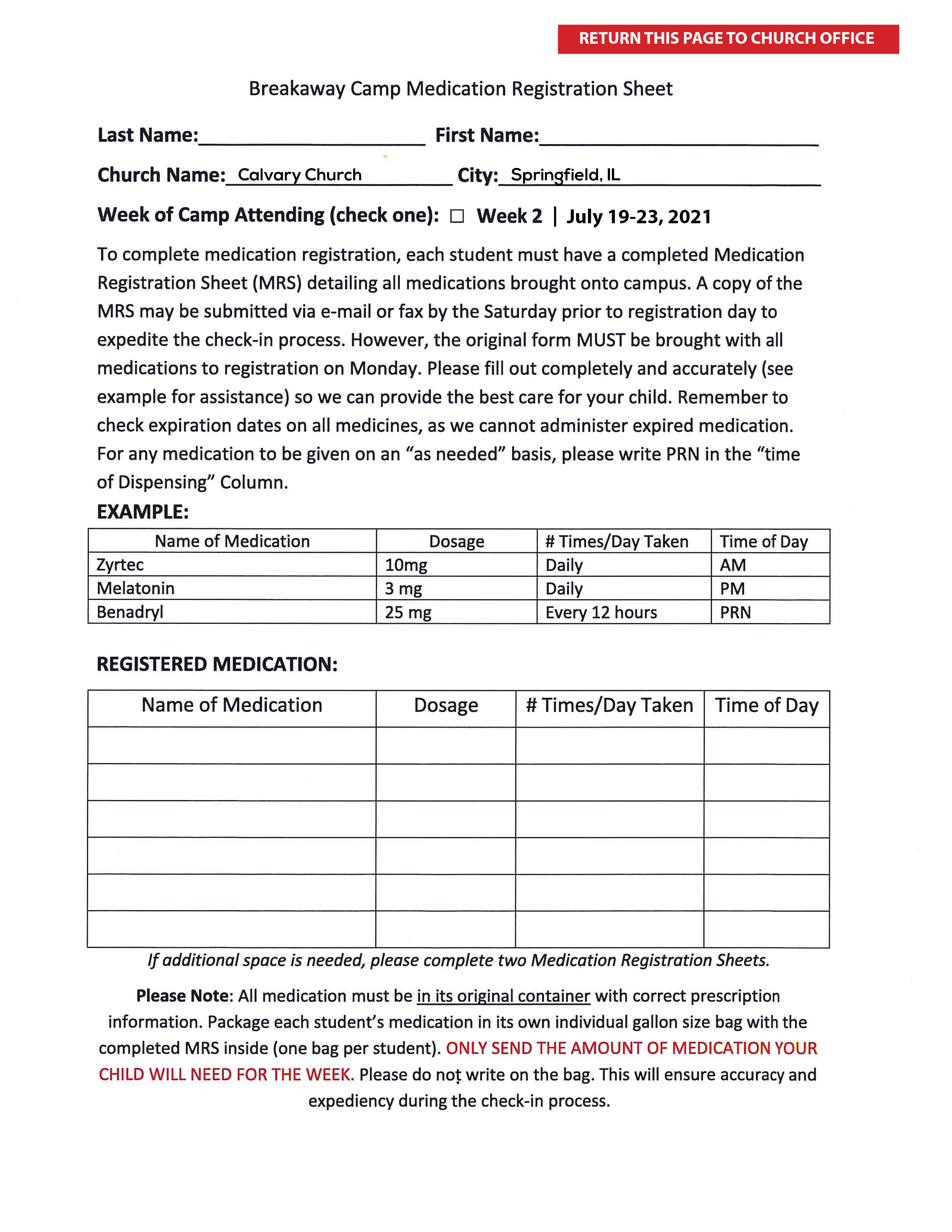 Summer Camp 2021 Calvary Church